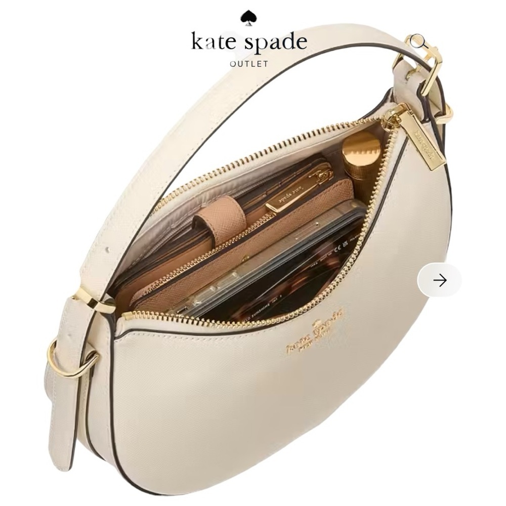 NEW Kate Spade Nova Crescent Shoulder Crossover Leather Bag Light Cream - Picture 6 of 8